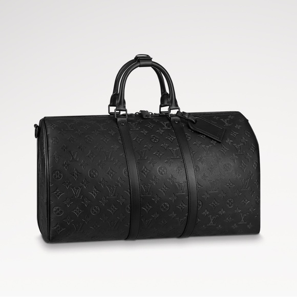 Louis Vuitton Black Duffel Bag with Monogram Pattern and Leather Material - Picture 9 of 10